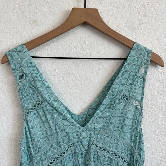 Free People Let It Happen V-Neck Sleeveless Crochet Trim Mini Dress Soft Blue XS - Picture 3 of 9